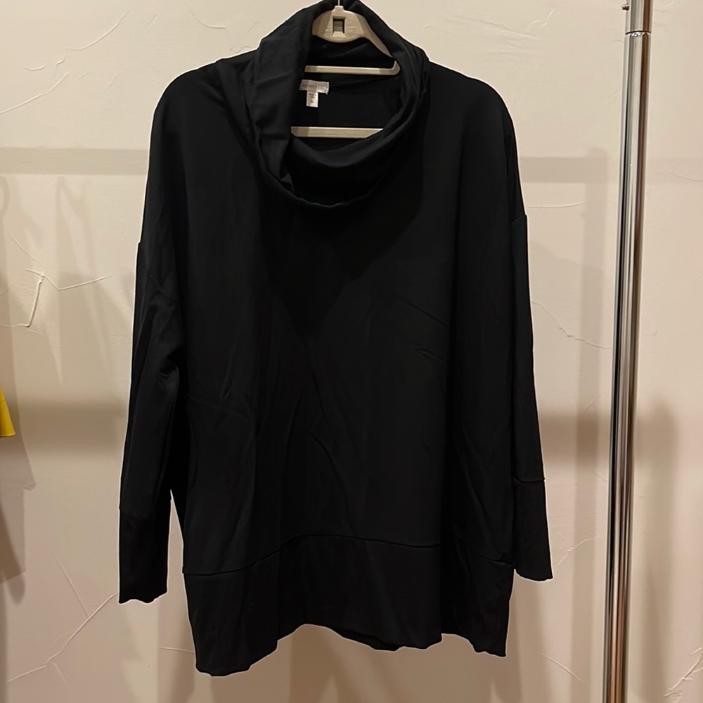 Garnet Hill Cowl Neck Top Size XL Black